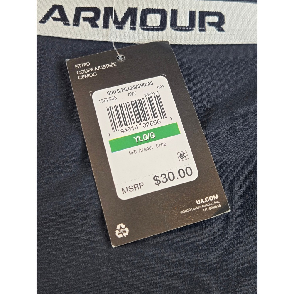 Under Armour Girls MFO Armour Crop Black Athletic Leggings 1362958 YLG L 12-14